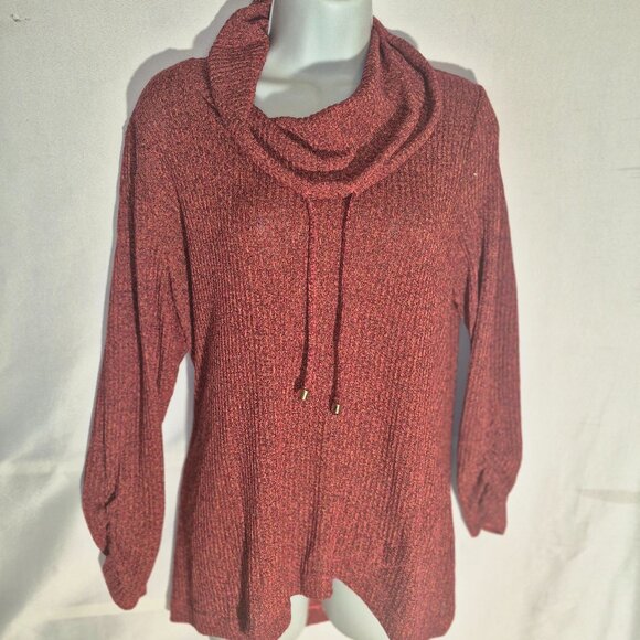 RAFAELLA Cowl Neck sweater top, burnt orange and pink blend, in size Large - Picture 1 of 16